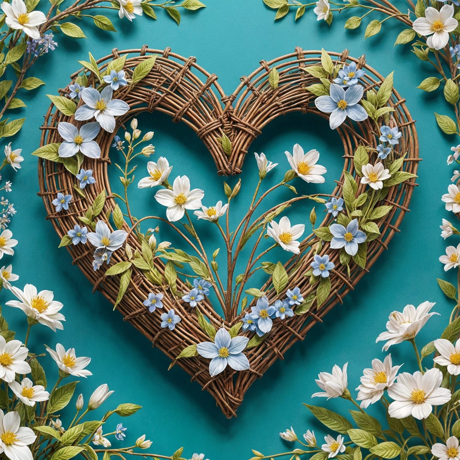 Ethereal Wicker Heart in Bloom