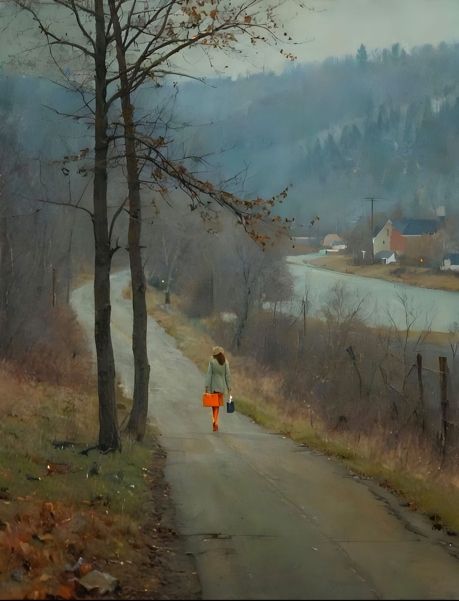 Woman in Orange Tights, Expressive Painting