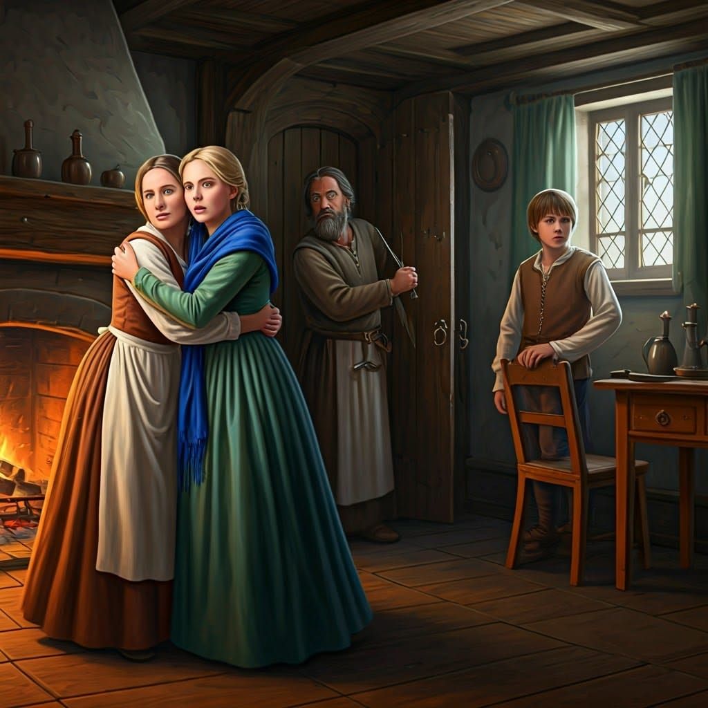 Medieval Family in Desperate Embrace
