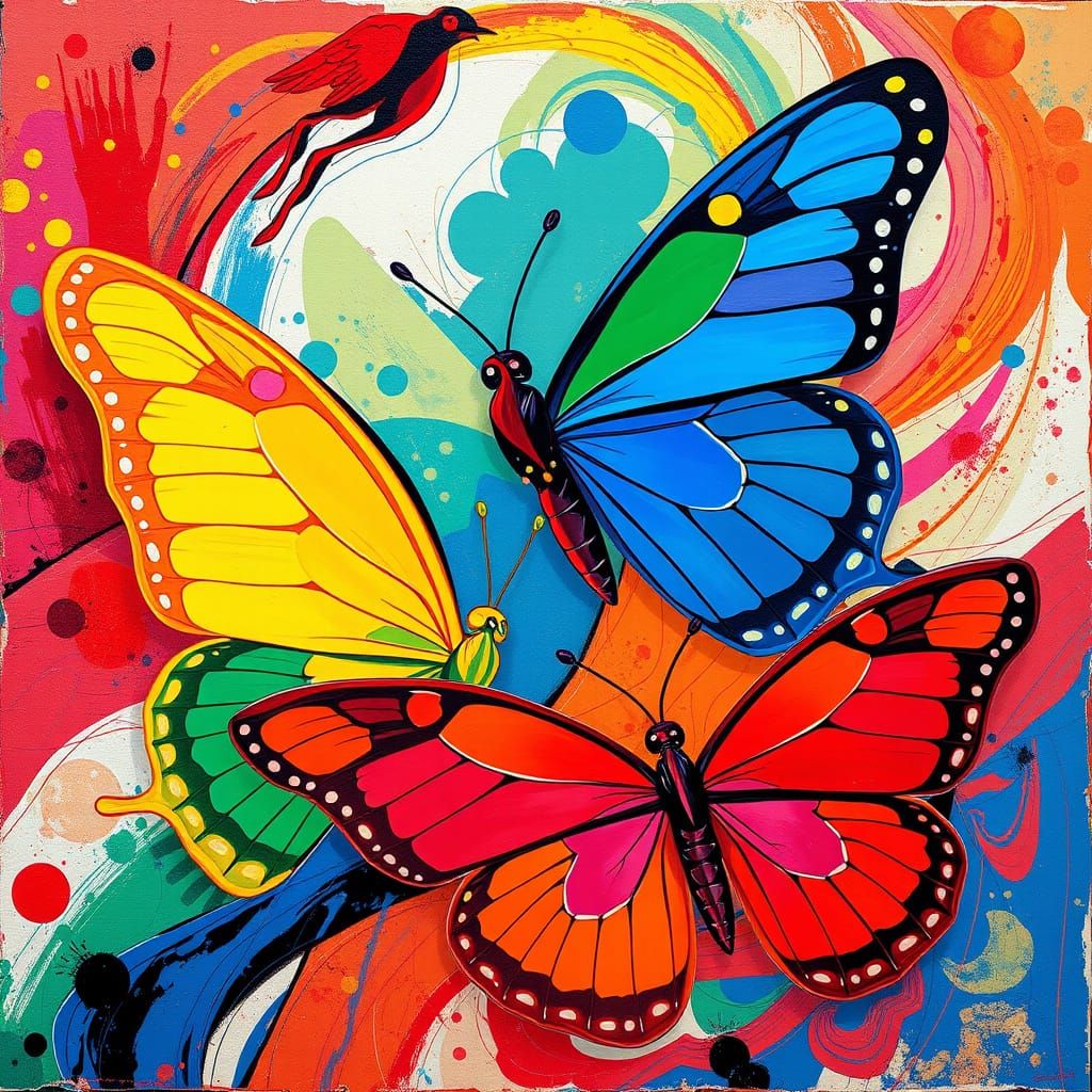 Vibrant Kaleidoscope of Fragmented Butterflies