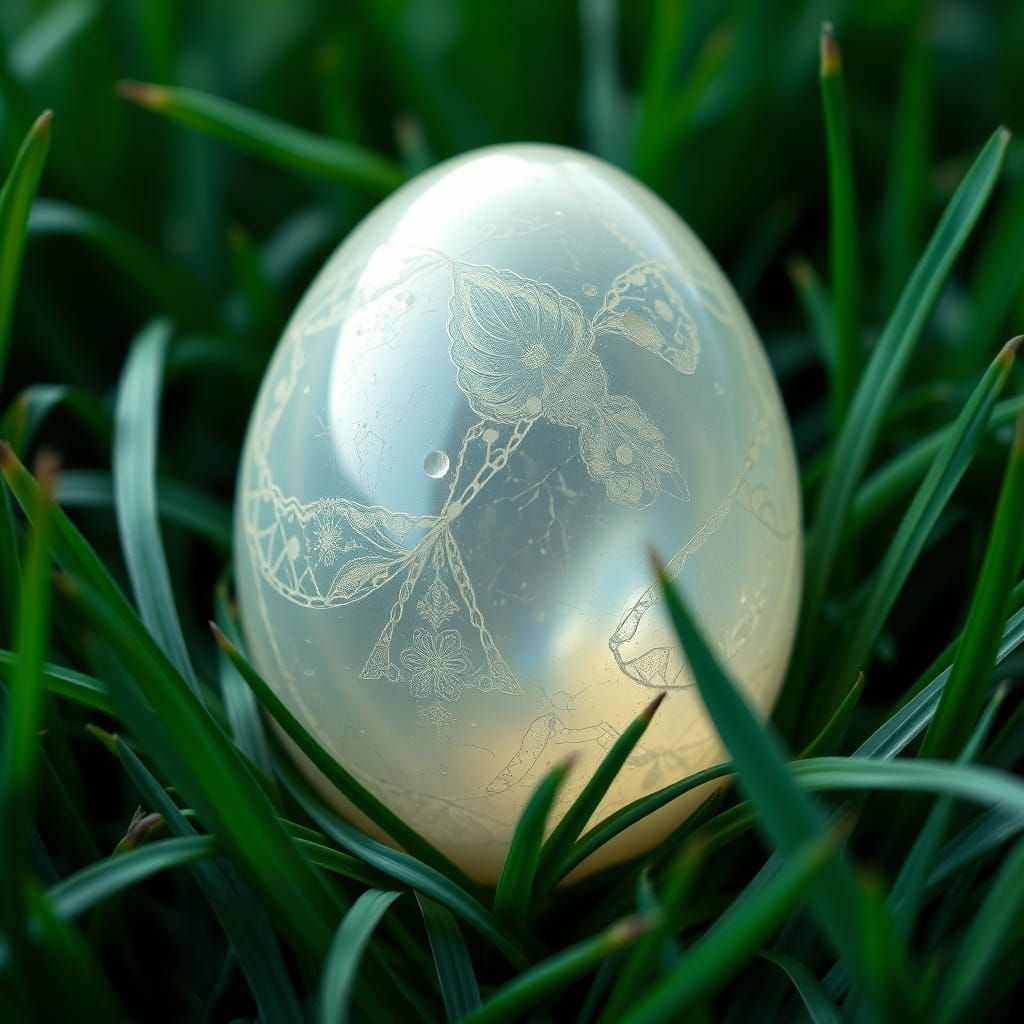 Iridescent Easter Egg in Oil Painting Style