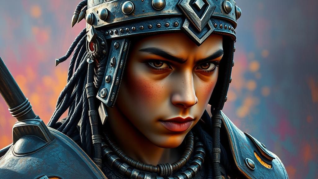 Warrior of the Blue Tribe: Hyperrealistic Concept Art