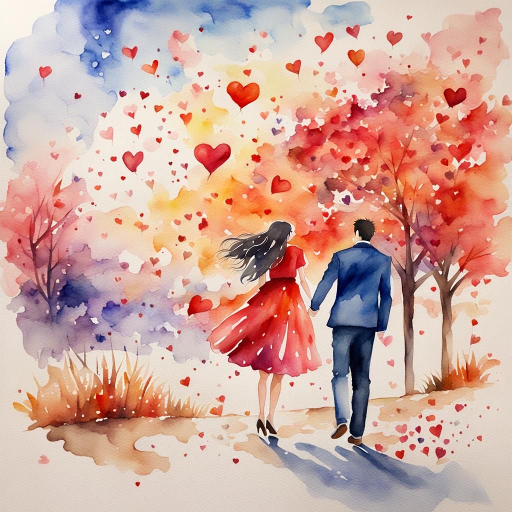 Watercolor Art Piece: Falling in Love
