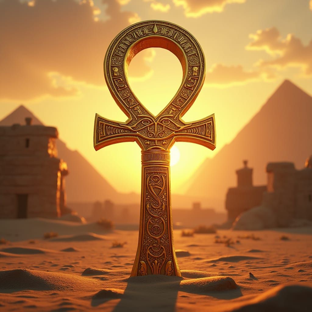 Golden Ankh Key of Life in Ancient Egypt