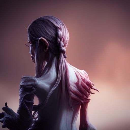 Ethereal Girl with Spectral Hand, Fantasy Art