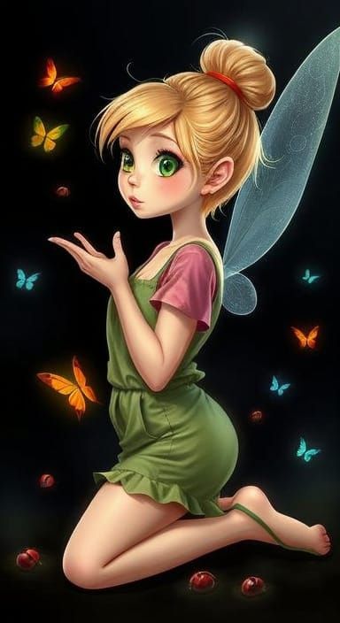 Tinkerbell Woman Blowing Kiss in Photorealistic Style