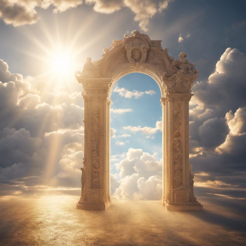 Heavenly Sunshine Beams Through Divine Clouds