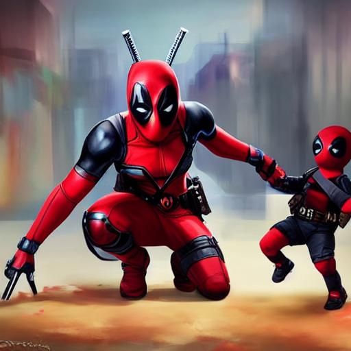 Hyperrealistic Mother and Baby Deadpool Concept Art