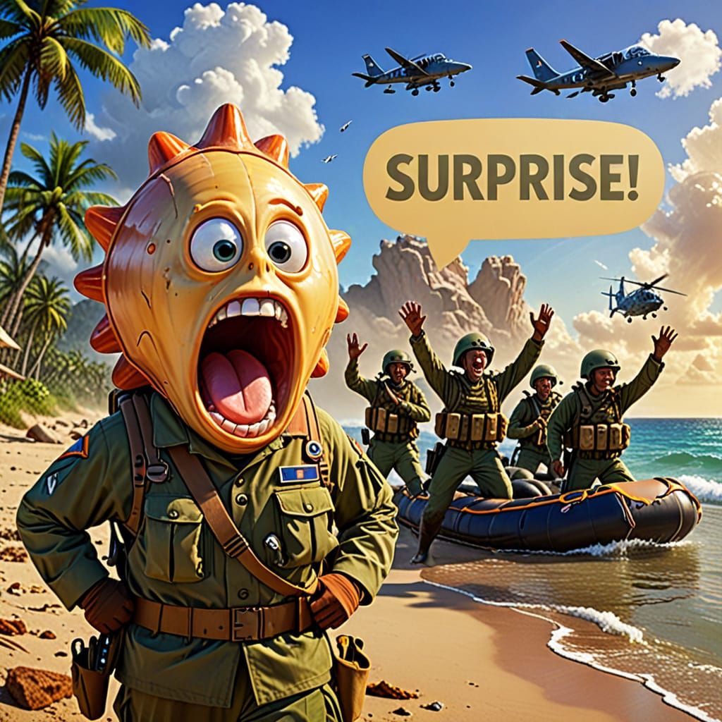 Surprise Attack on Anthropomorphic Conch Shell