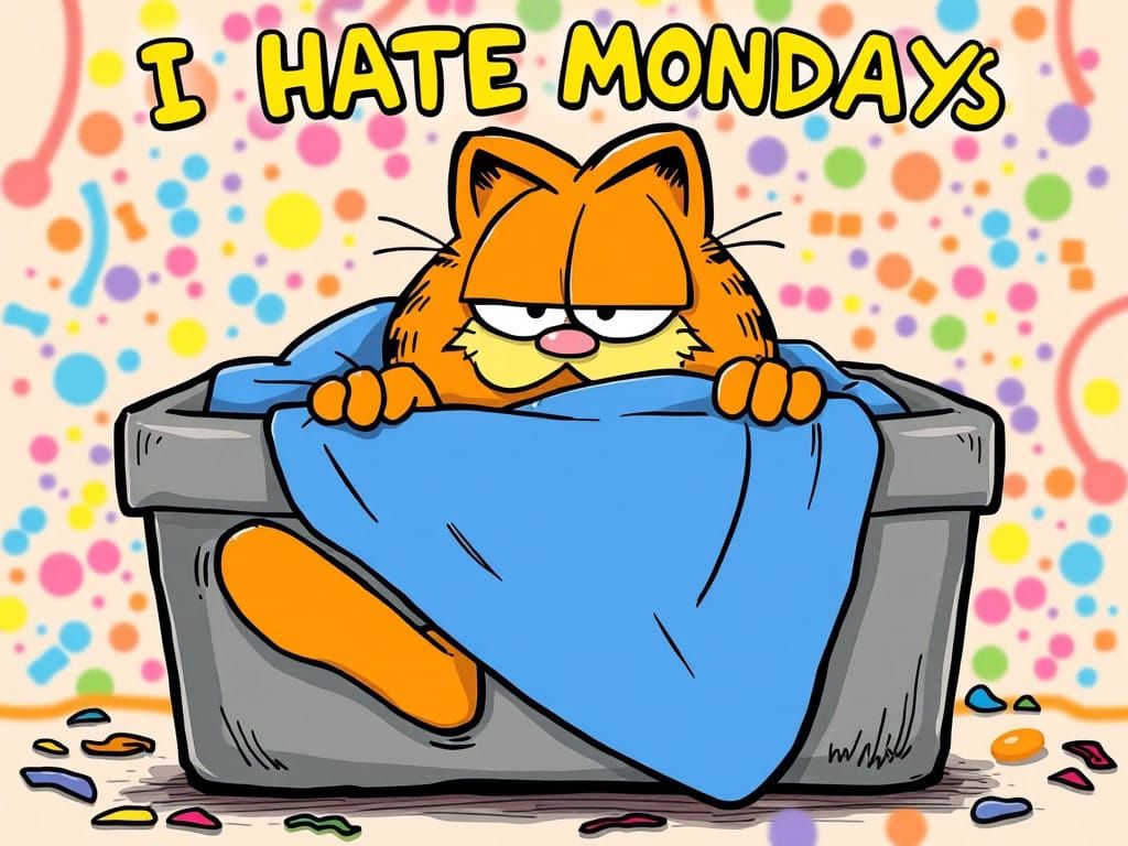 Lovable but Sad Chubby Ginger Cat Lying in Cozy Grey Box