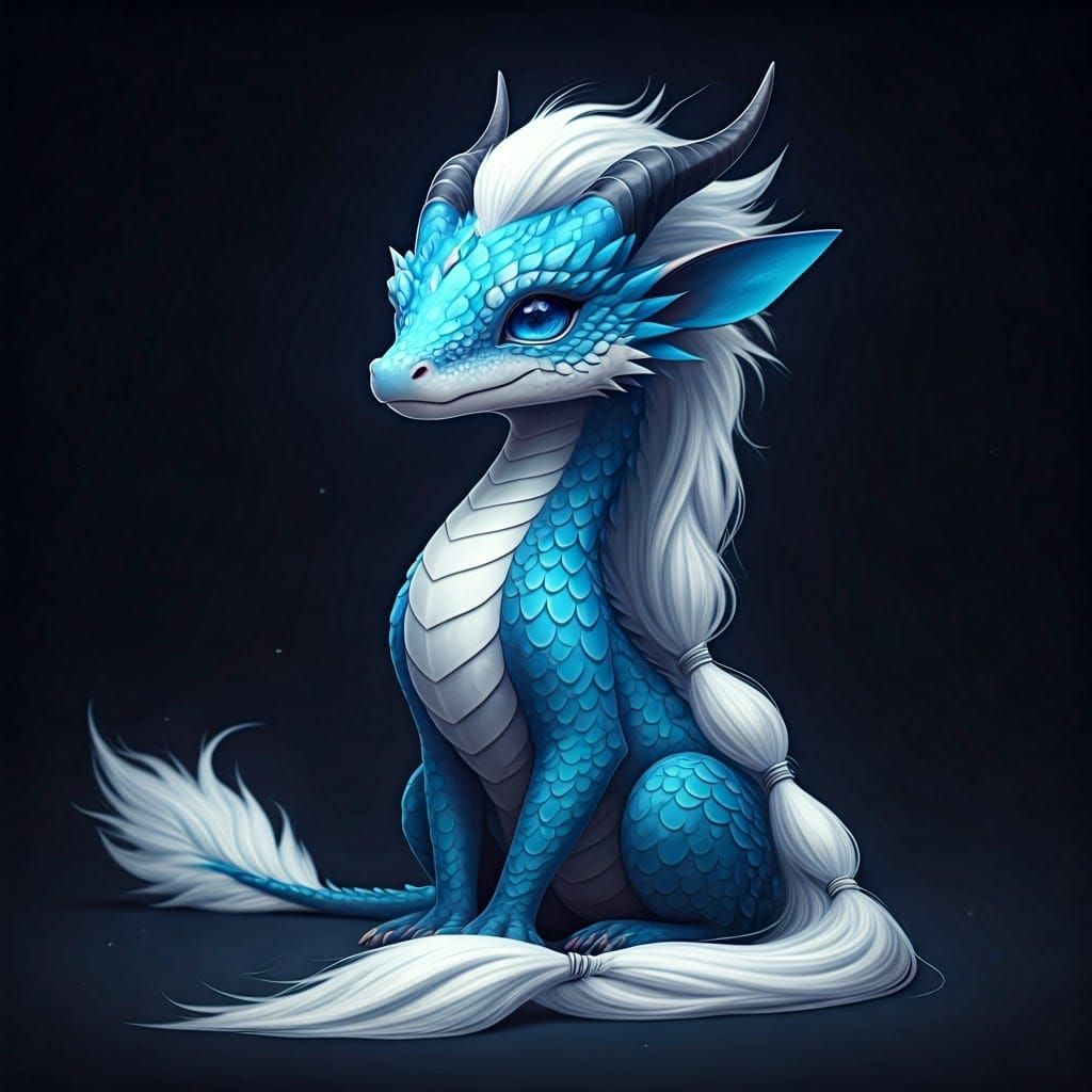 Majestic Dragon with White Braid in 3D Anime Art