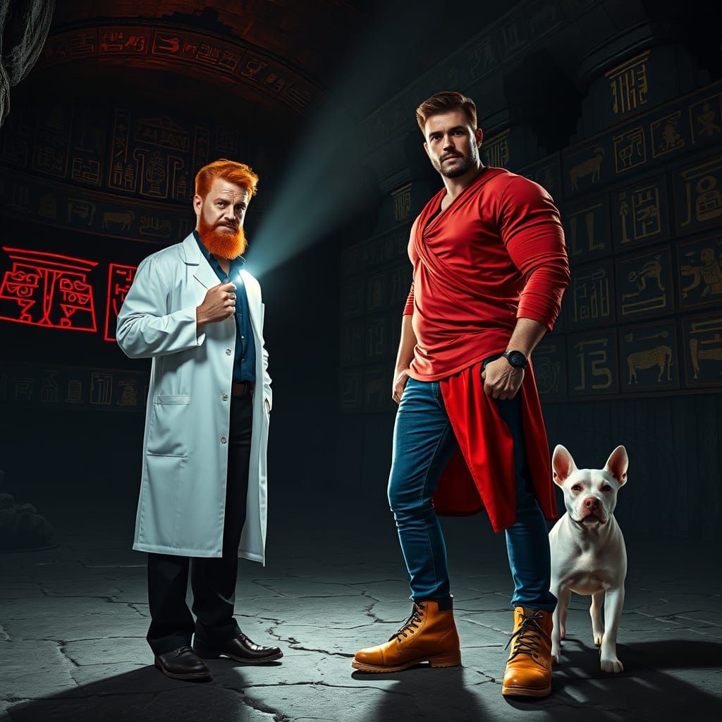 A scientist, his bodyguard and their Pitbull
