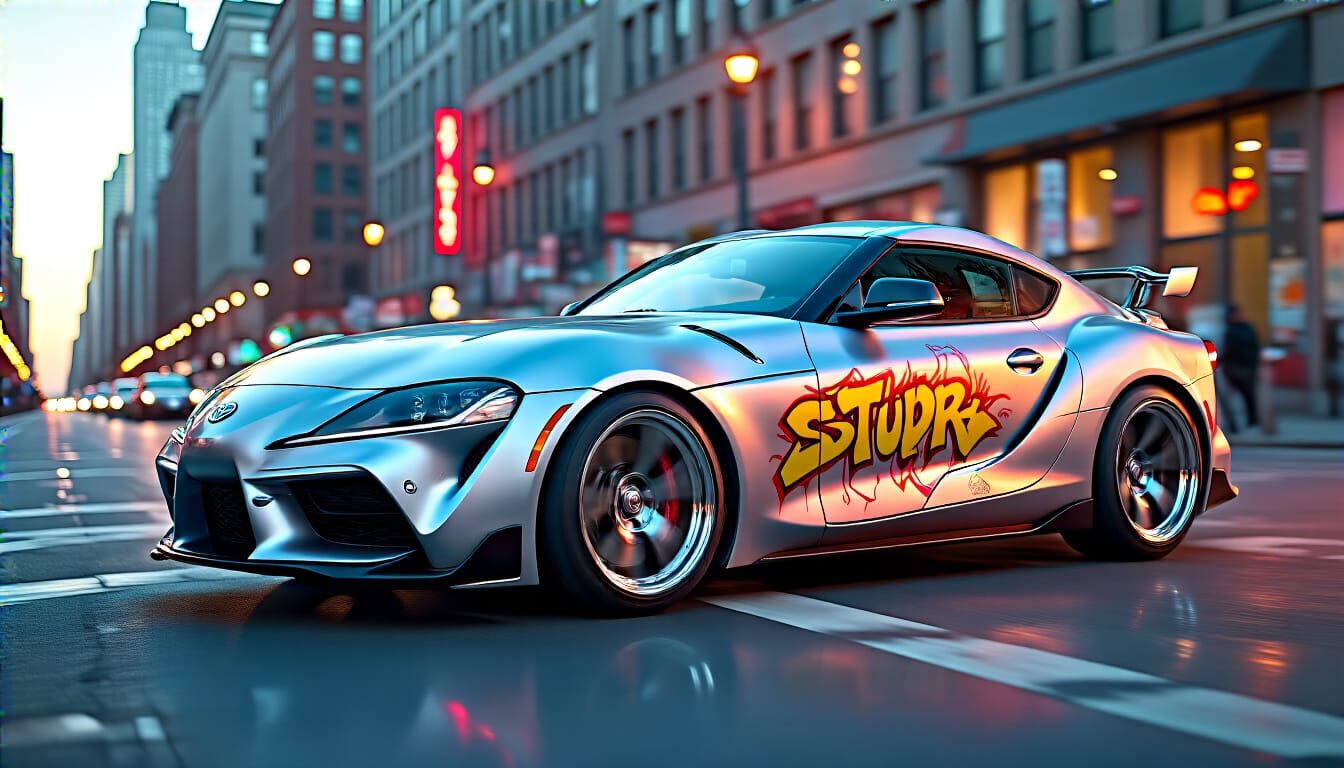 Toyota Supra: Cyberpunk Street Art in Motion