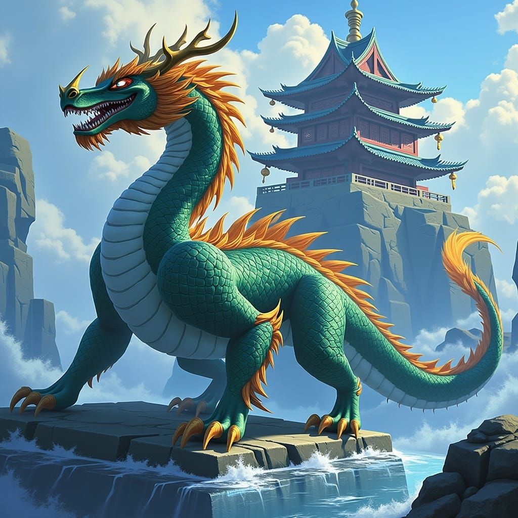 Dragon and Pagoda Art Inspired by Lockwood, Quan and Shimizu