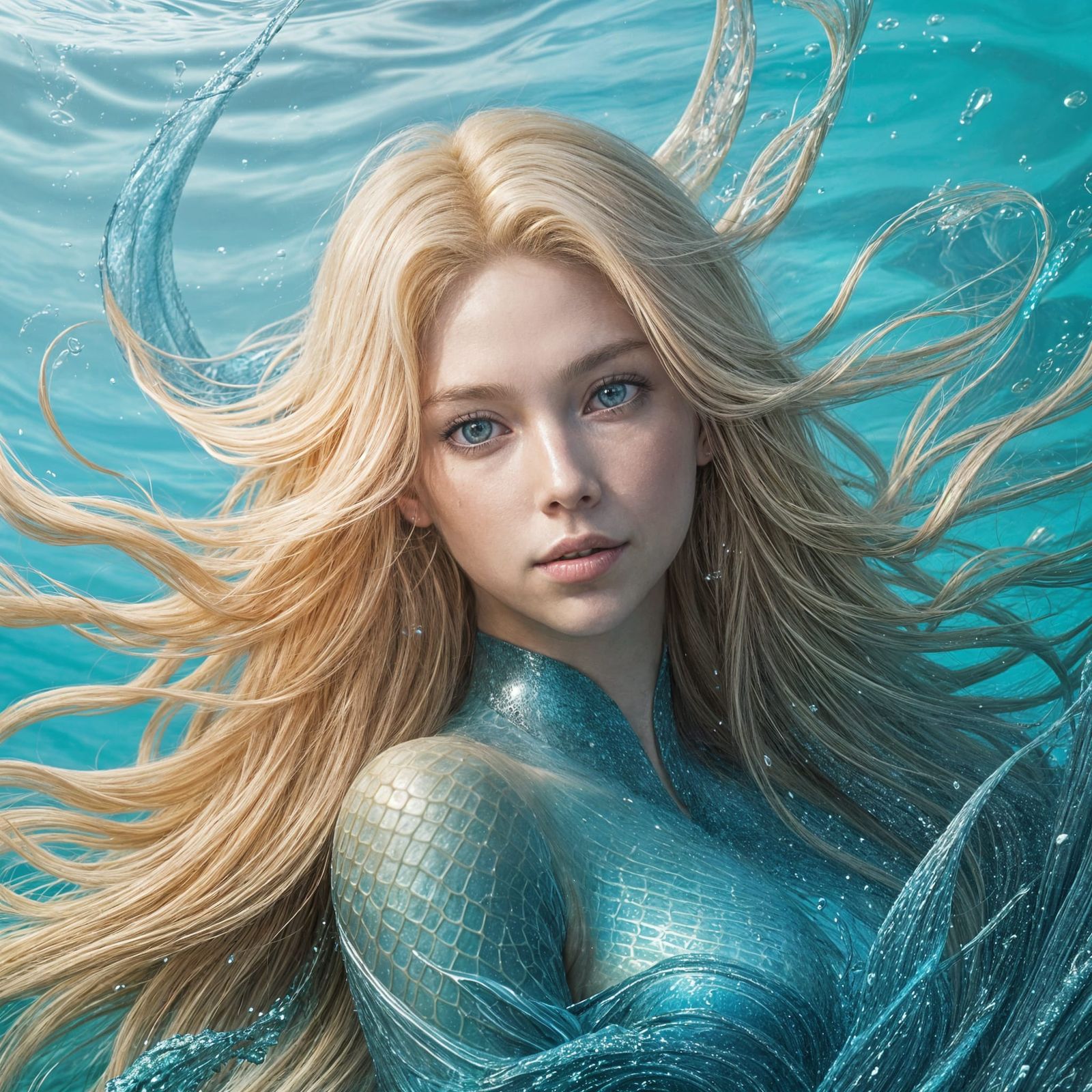 Breezy Coastal Mermaid in Shallow Water