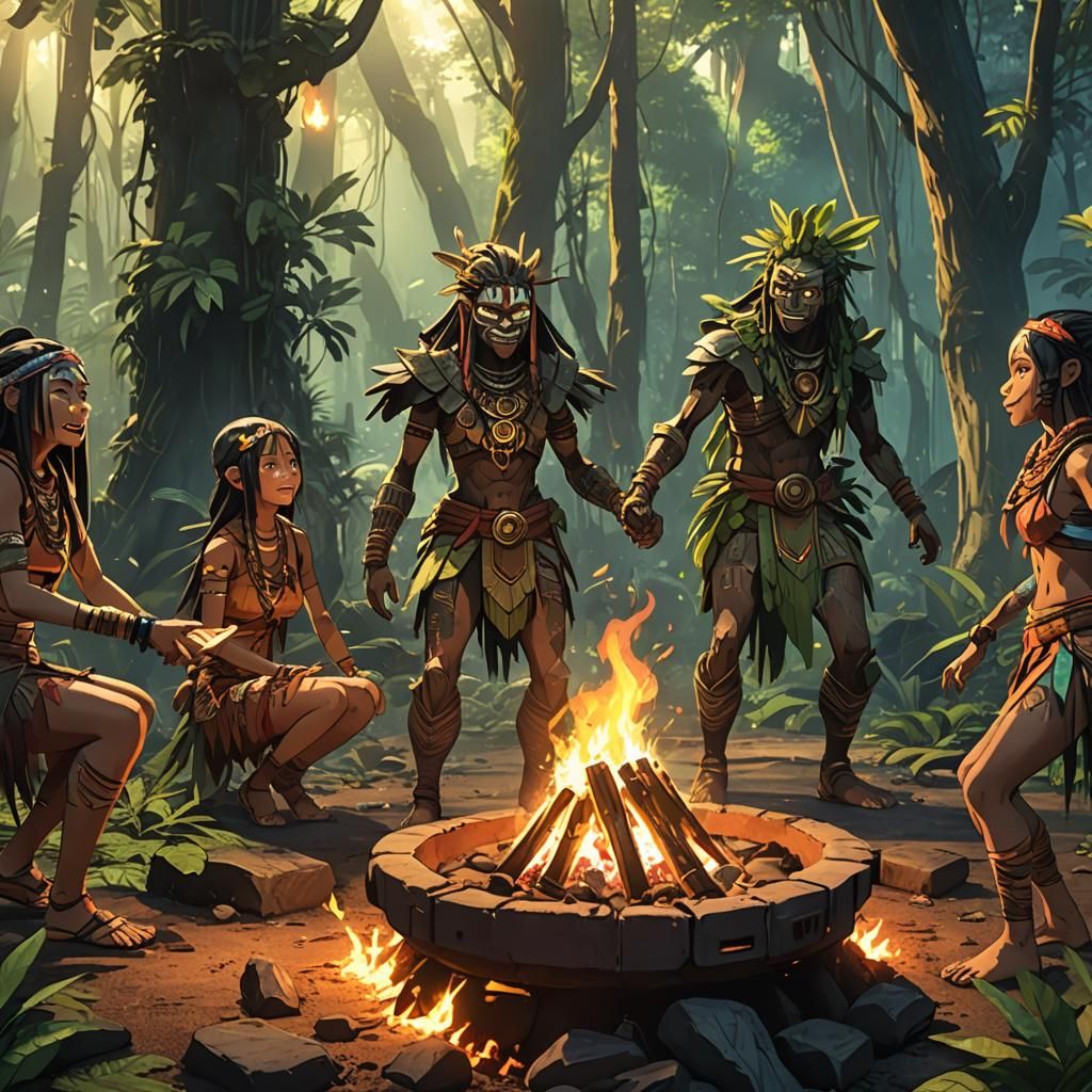 Amazon Tribe Shocked by Dancing Android: Manga Style