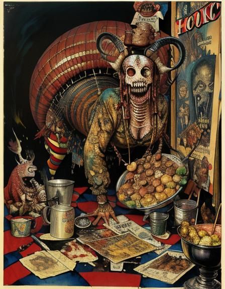 Grotesque Freak Show in Vintage Comic Book Style