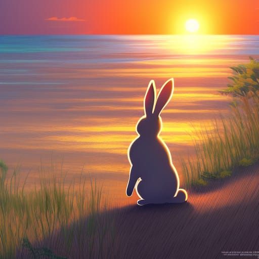 Bunny Sunset: Studio Ghibli Anime Key Visual