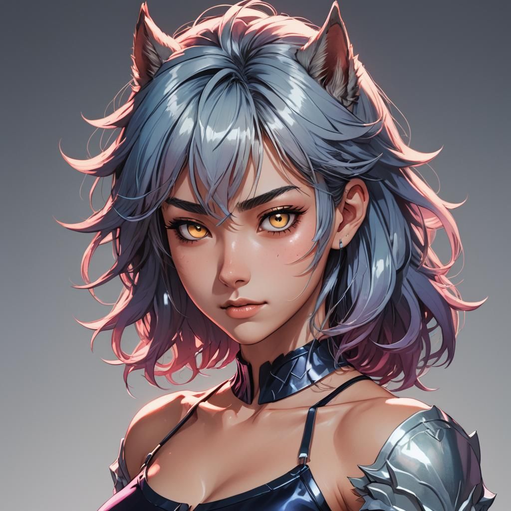 Teenage Werewolf Portrait in Manga Style