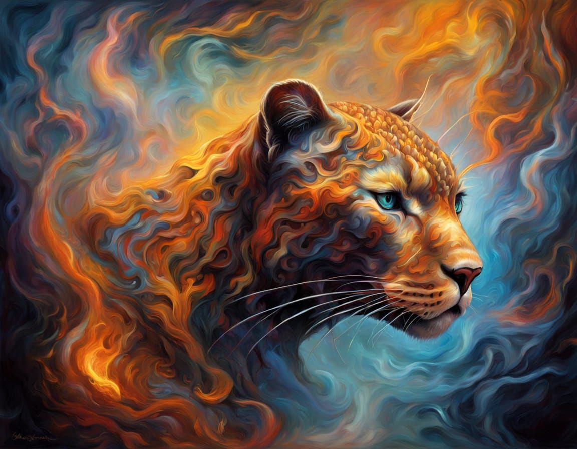 Dreamlike Panther Emerge from Ethereal Smoke