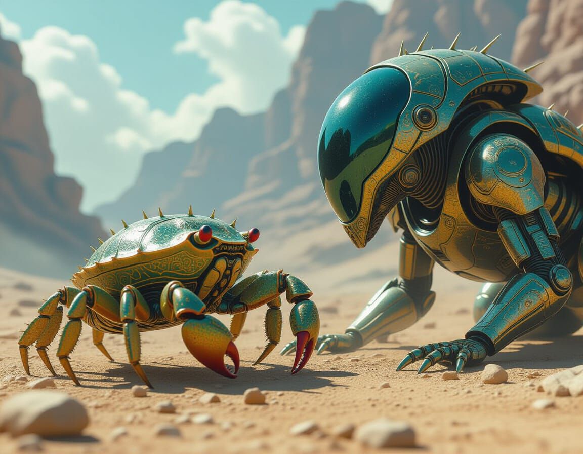 Armored Crab-Caterpillar Hybrid Meets Enigmatic Being