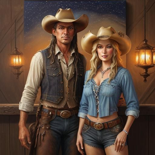 Cowboys and Cowgirls Night: Oil Painting