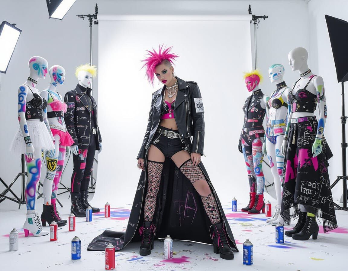 Punk Couture Studio with Mannequins and Spray Paint