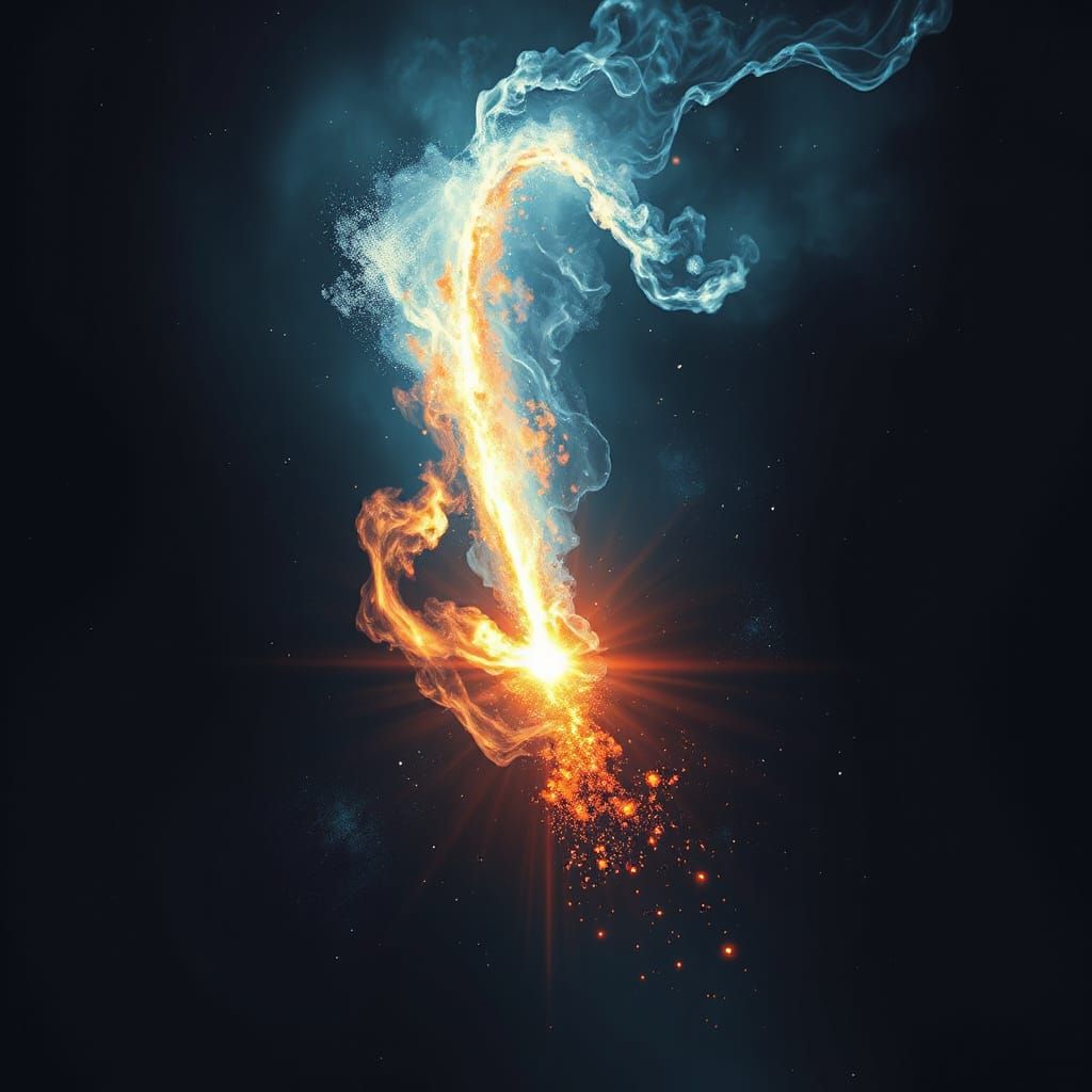 Blazing Comet Tail in Deep Space Digital Painting