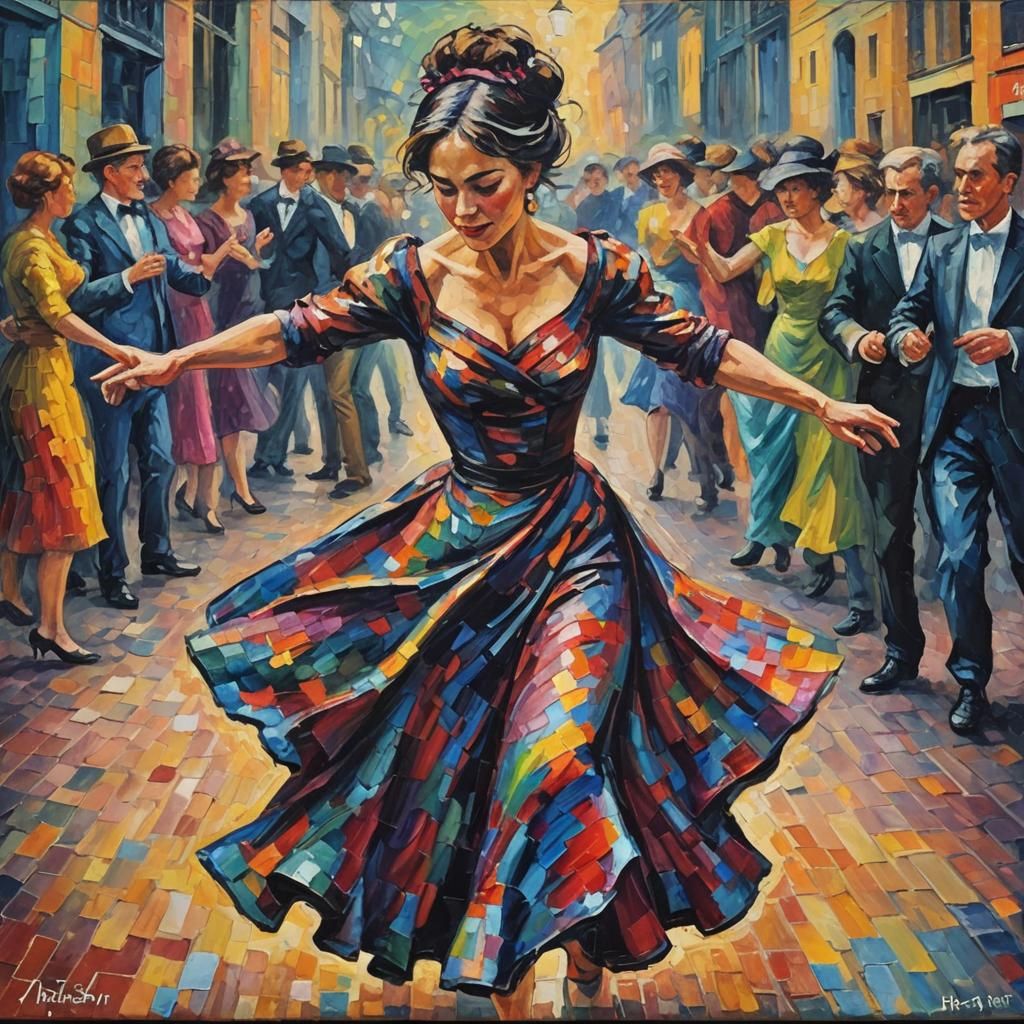 Lady Grimlin: Colorful Neo-Impressionist Oil Painting