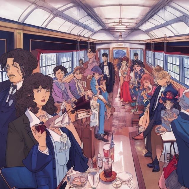 Inside the Orient Express: A Colorful Comic Illustration
