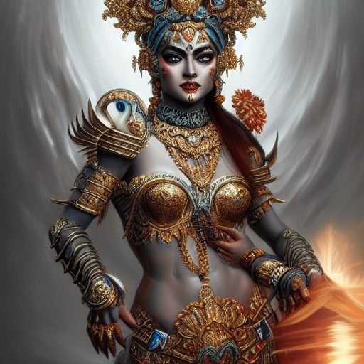 Ornate Armor: Hyperrealistic Portrait of Kali