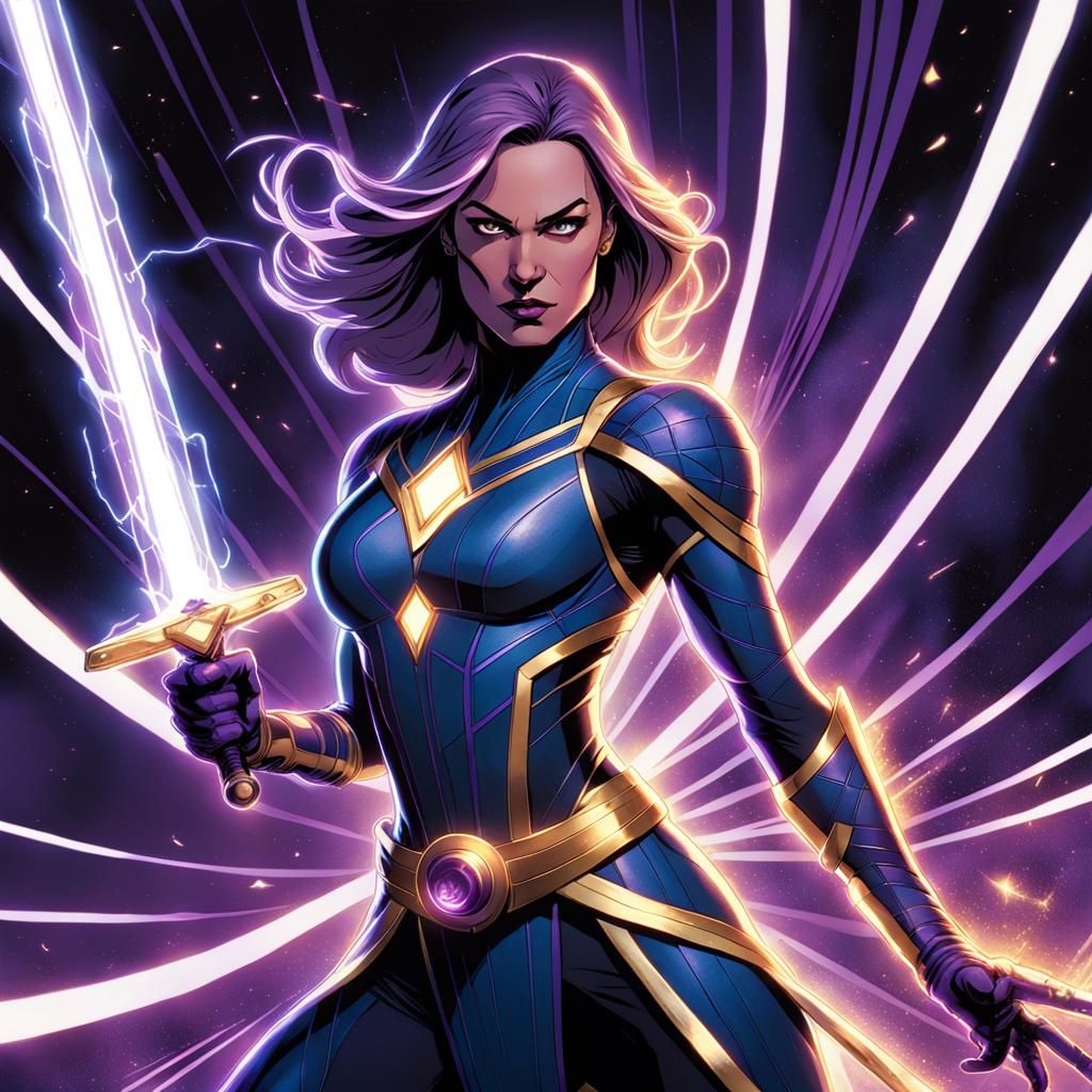 Psylocke Wields Psychic Energy Sword in Comic Art