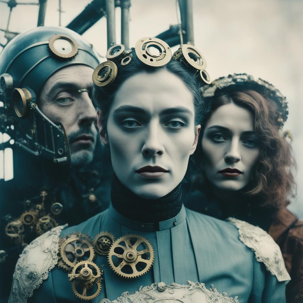 Steampunk Airship Portrait in Surreal Retro Style