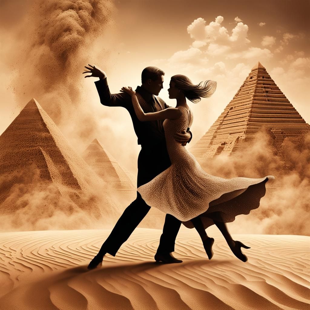 Tango in the Sands: A Sepia-Toned Desert Dance