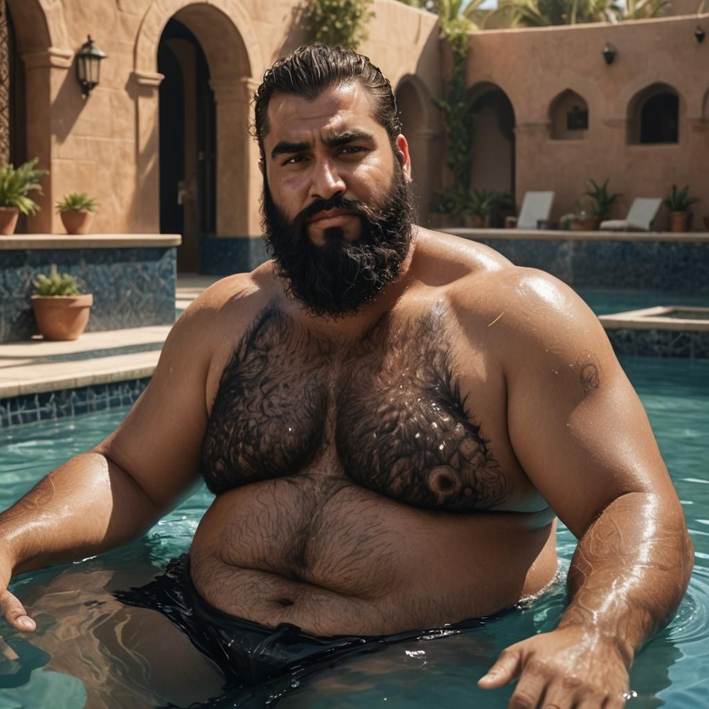 Fantasy Portrait of Man Relaxing in Pool