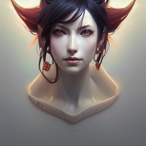 Tamamo-no-Mae Portrait in Art Nouveau Style