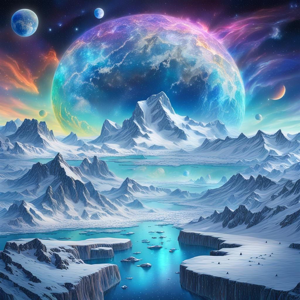 Antarctica: Holographic Cosmic Illustration in Astral Style