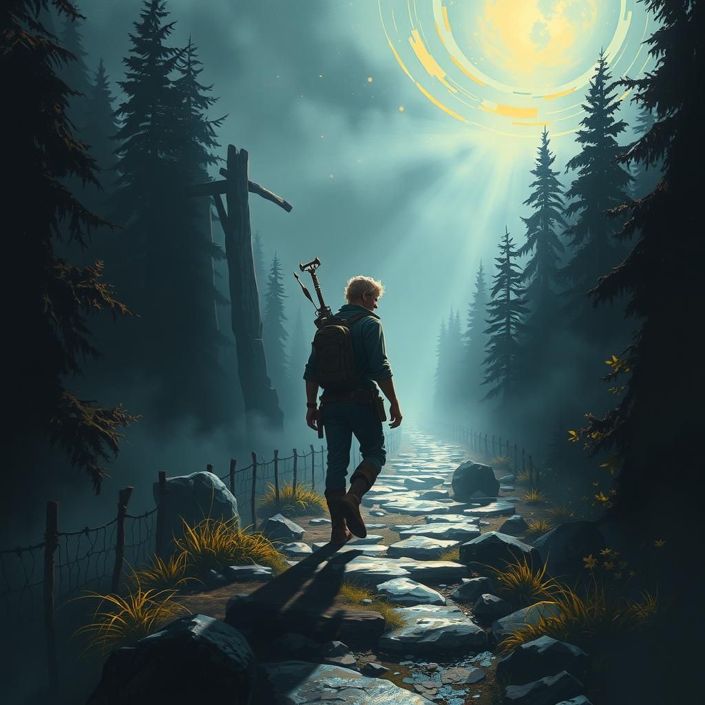 Adventurer's Paths: A Hyperrealistic Forest Journey