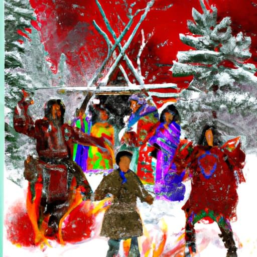 Blackfoot Christmas Feast: A Detailed Matte Painting