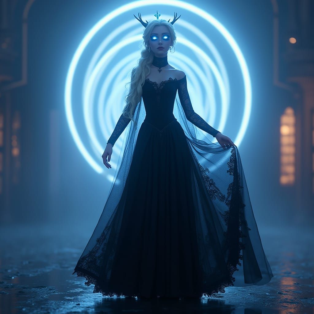 Dark Goddess Elsa, Disney Princess Reimagined in Goth Style