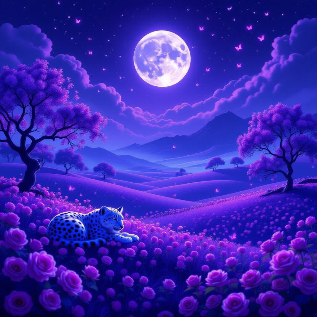 Dreamlike Fantasy Landscape in Violet Hues
