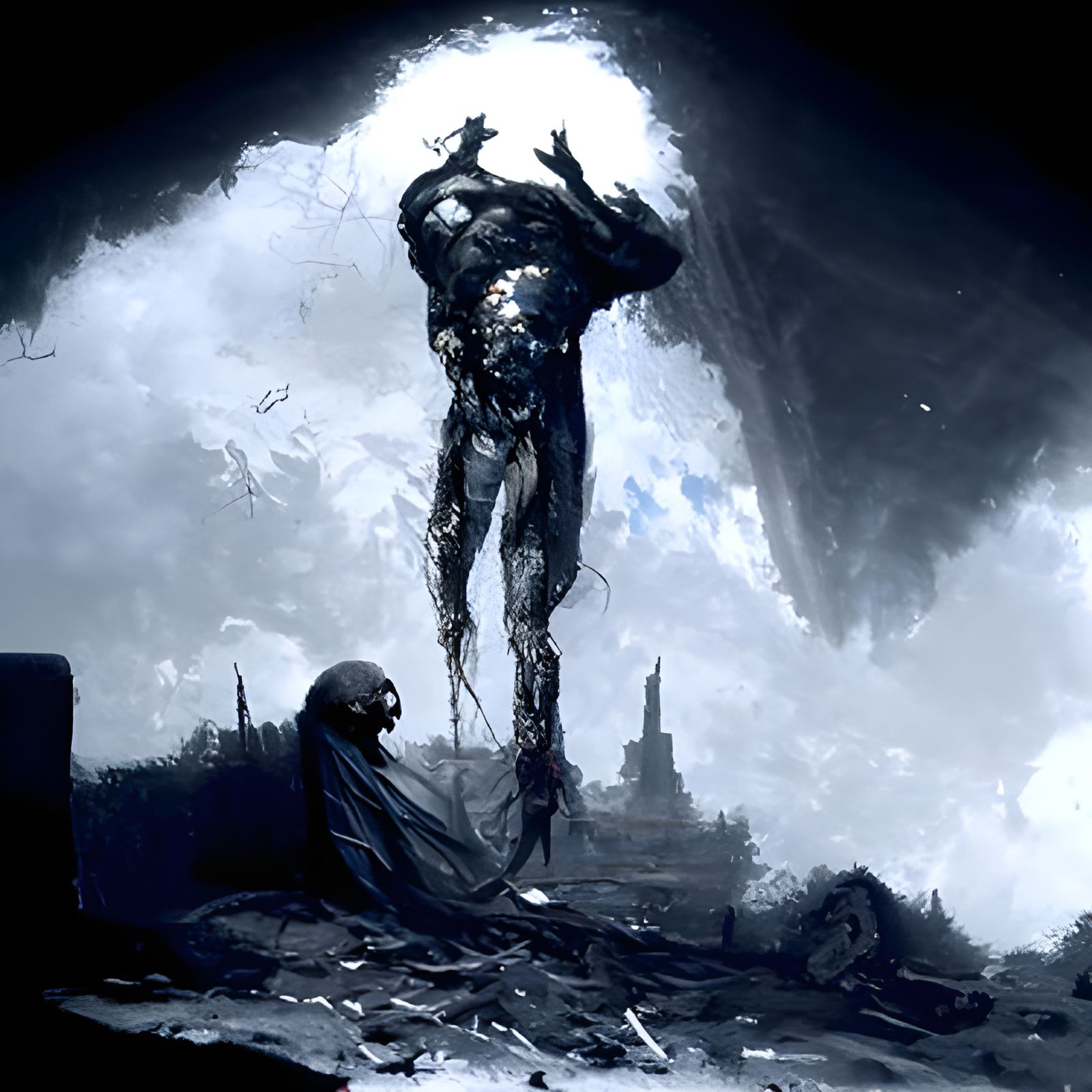 Broken God in Dark Fantasy Style