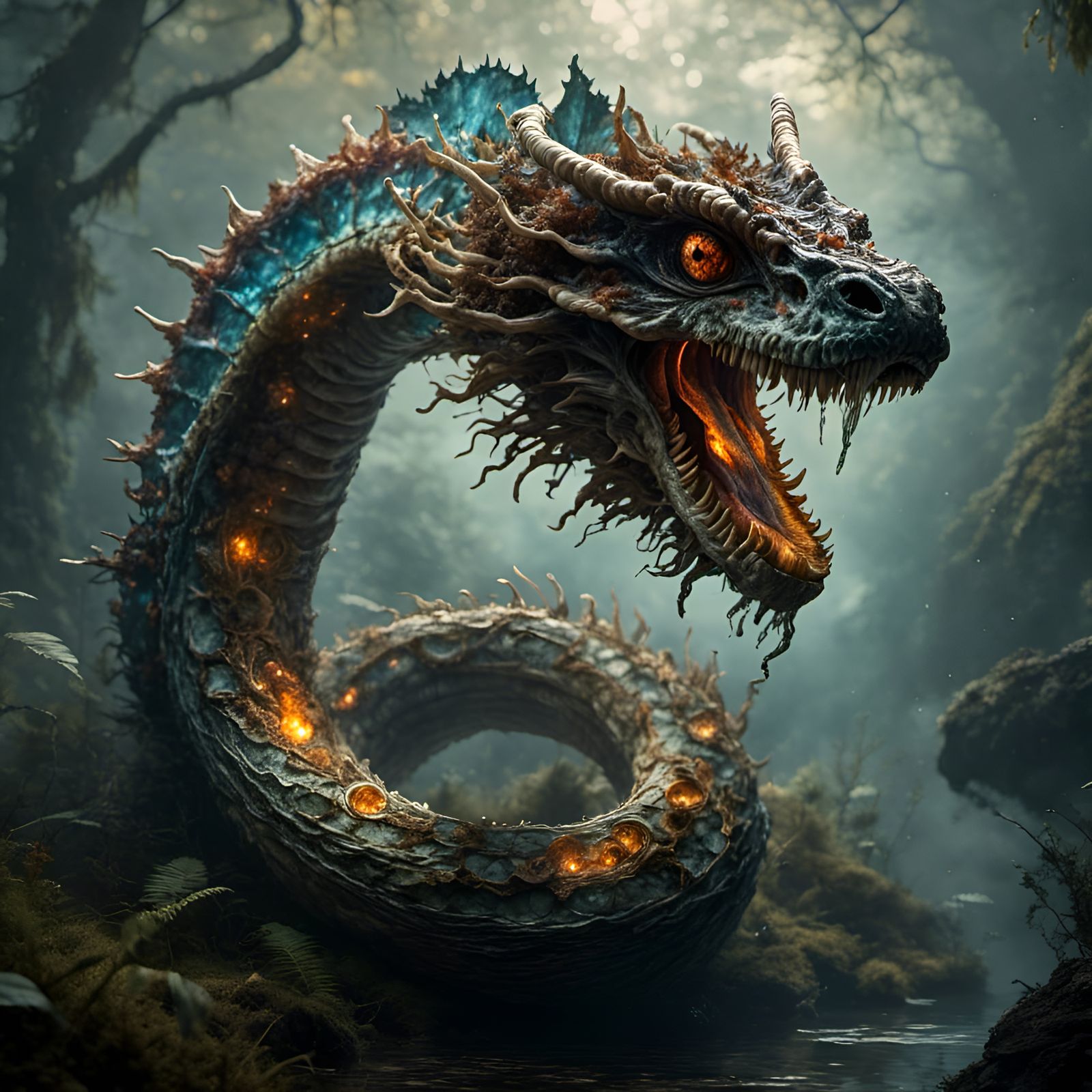 An evil serpent. <lora:Mycoverse:1.0>