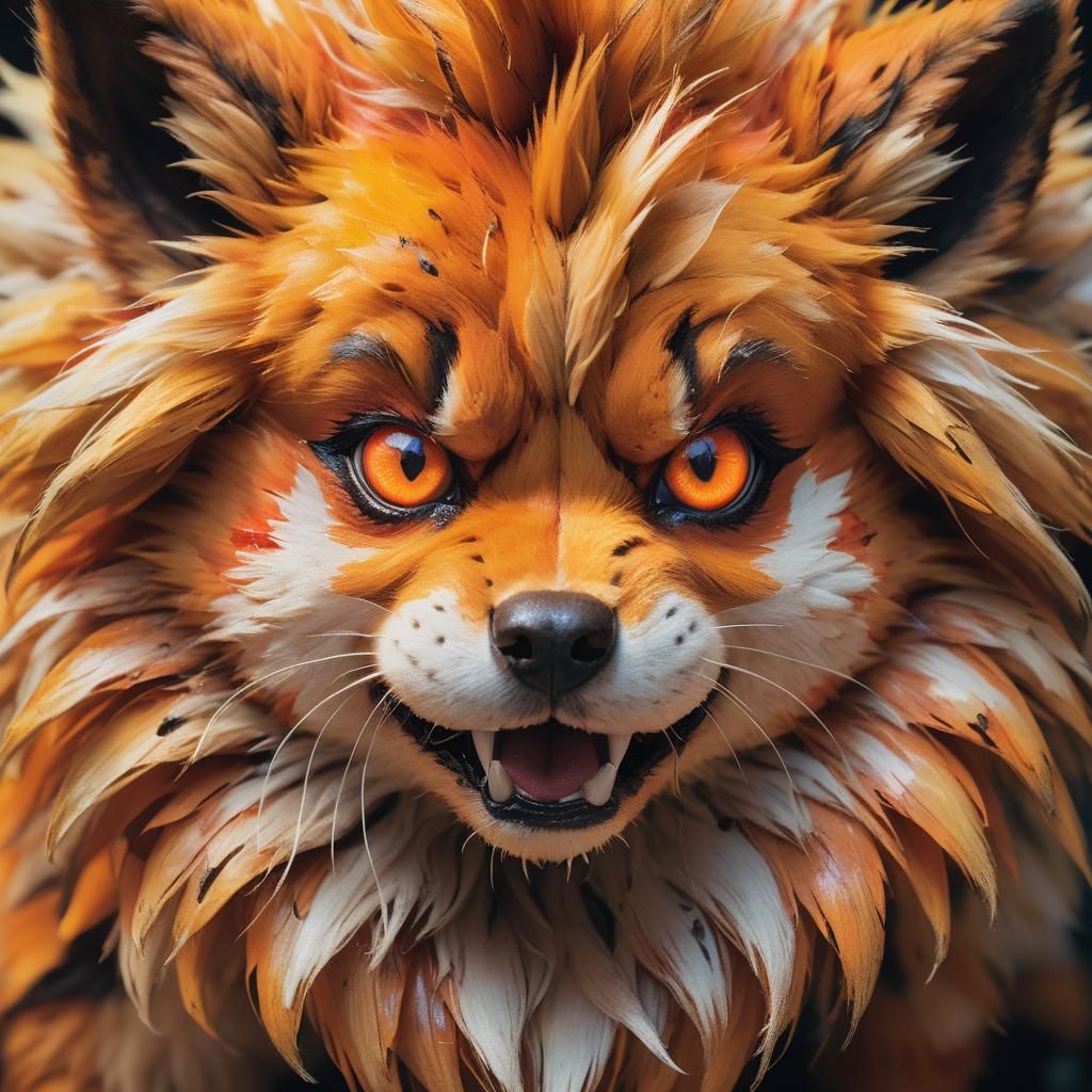 Growlithe Portrait in Comic Book Art Style