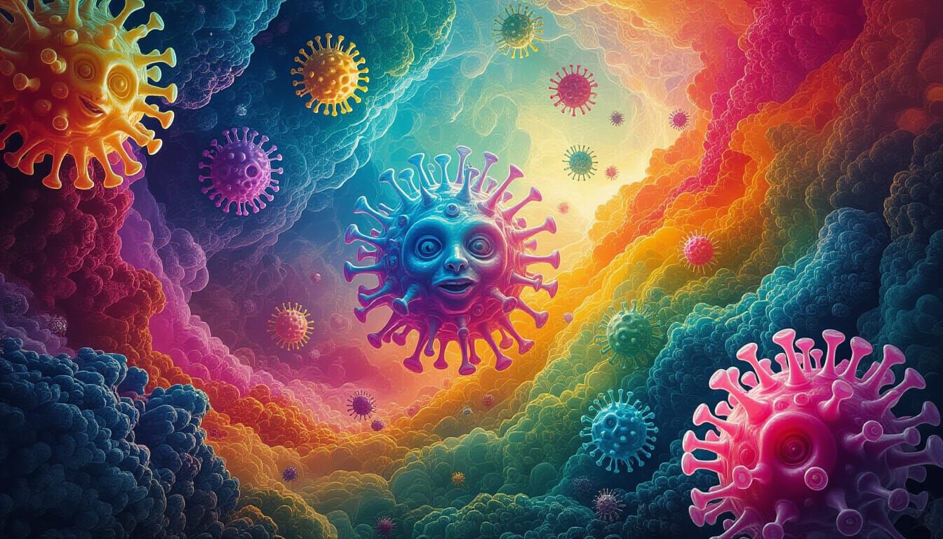 Microscopic Alien Life: Vibrant Viruses and Amoebas in Oil I...