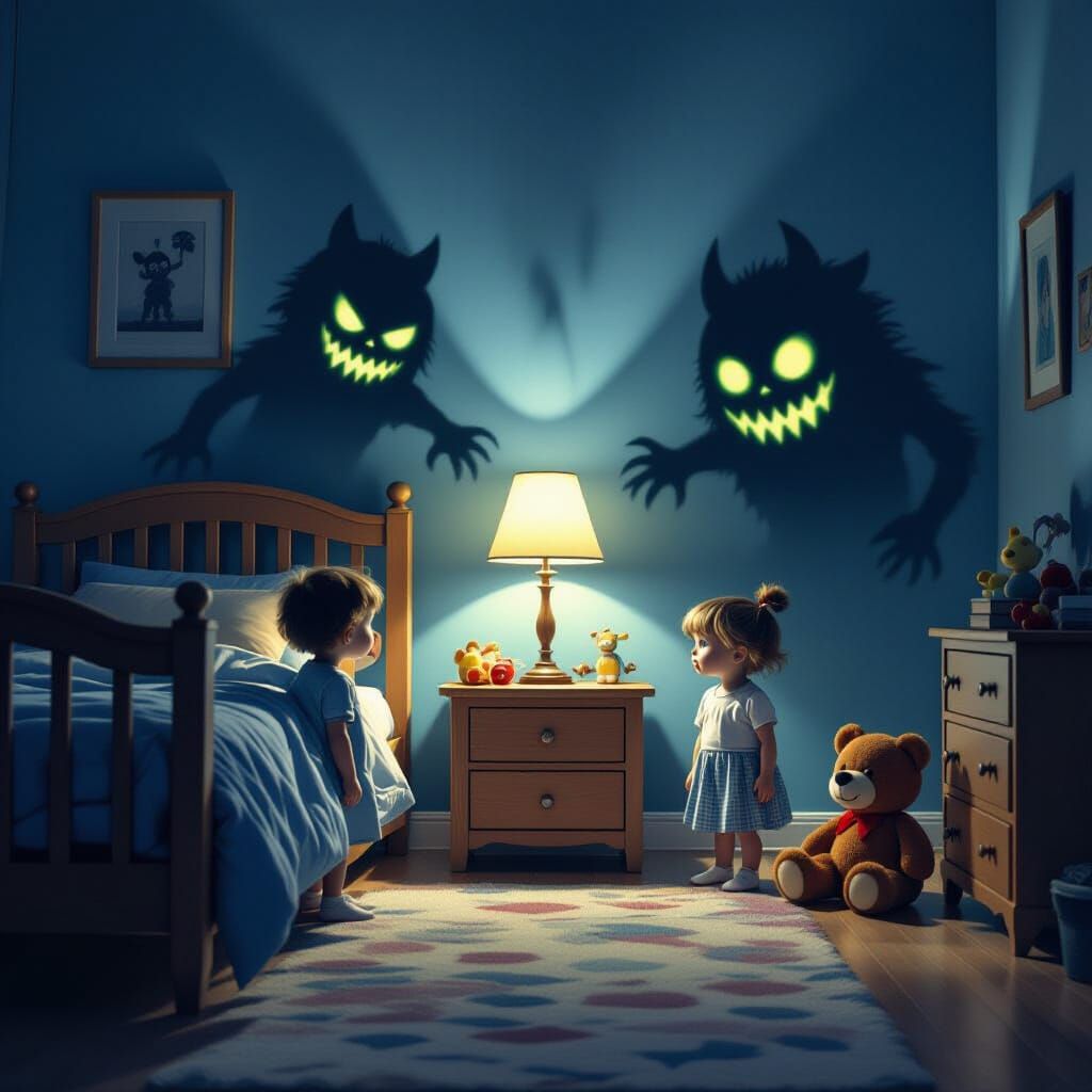 Nightmare Toys Cast Monstrous Shadows in Bedroom