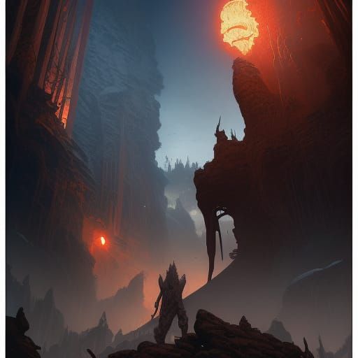 Dark Fantasy Sunset Ritual in Hyperdetailed Style