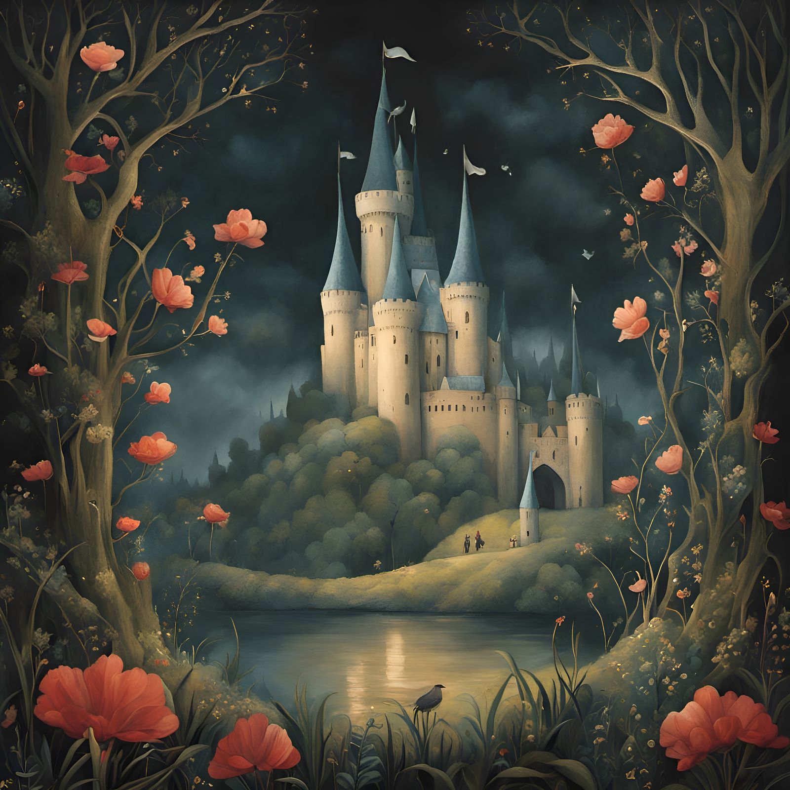 Fairytale Castle Illustration in Medieval Style