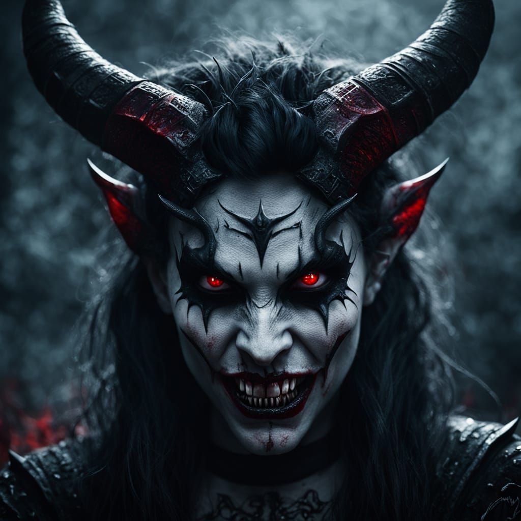 Eerie Demoness Portrait in Dark Fantasy Style