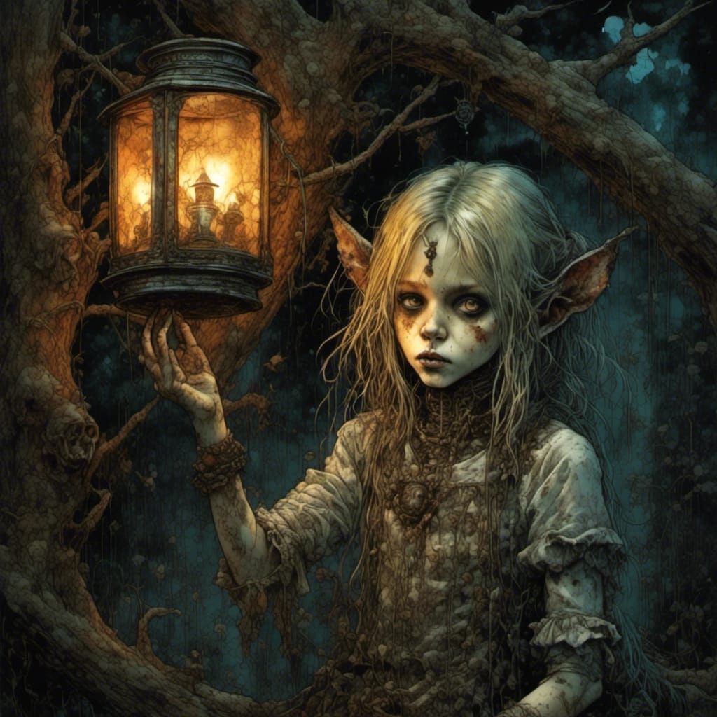 Undead Little Bo Peep in Dark Fantasy Style